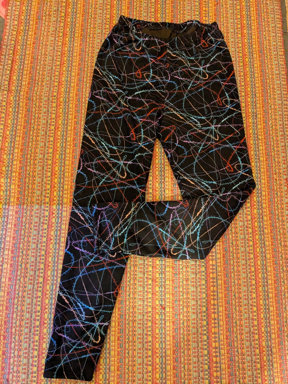 Scribble Print Faux-Fur Lined Leggings